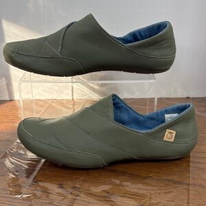 Merrill Inde Lave Vertiver Olive Green Leather Slip-On Shoes